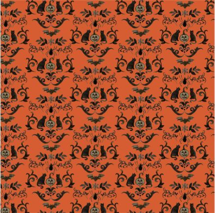 Emerald Hollow Orange Damask