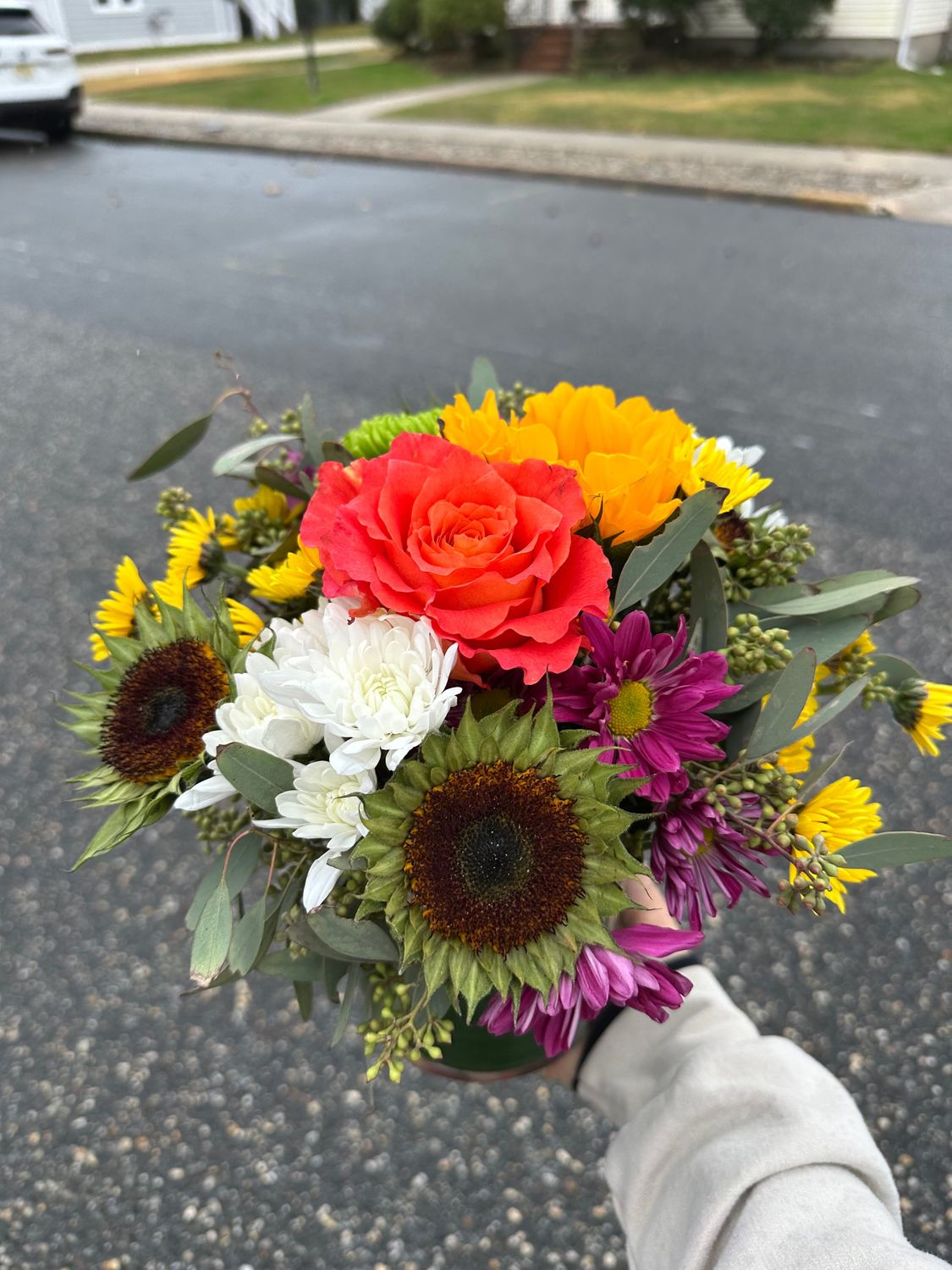 $85 Seasonal Fresh Flower Fall/Thanksgiving Arrangement