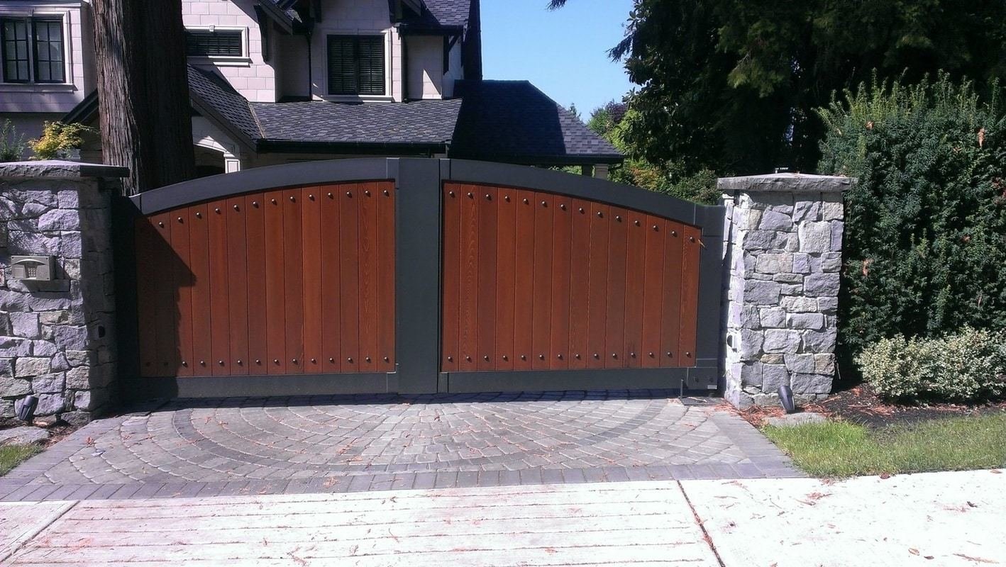 Steel and Wood Double Swing Gate