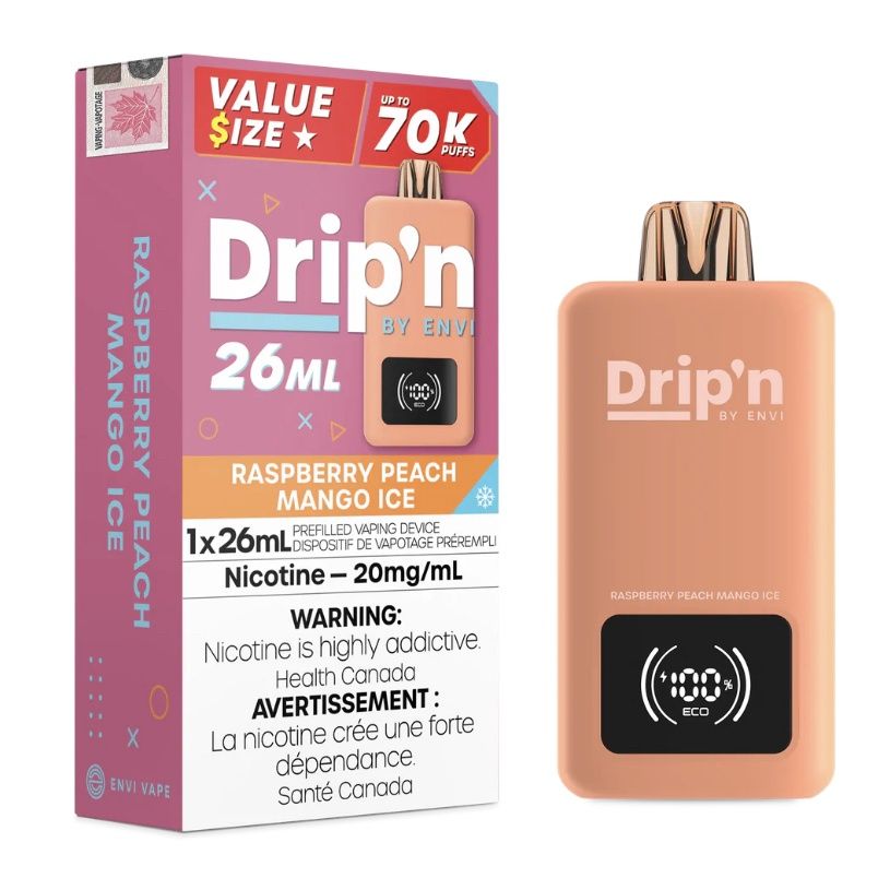 DRIP’N 26ml 70k Disposable - Raspberry Peach Mango Ice