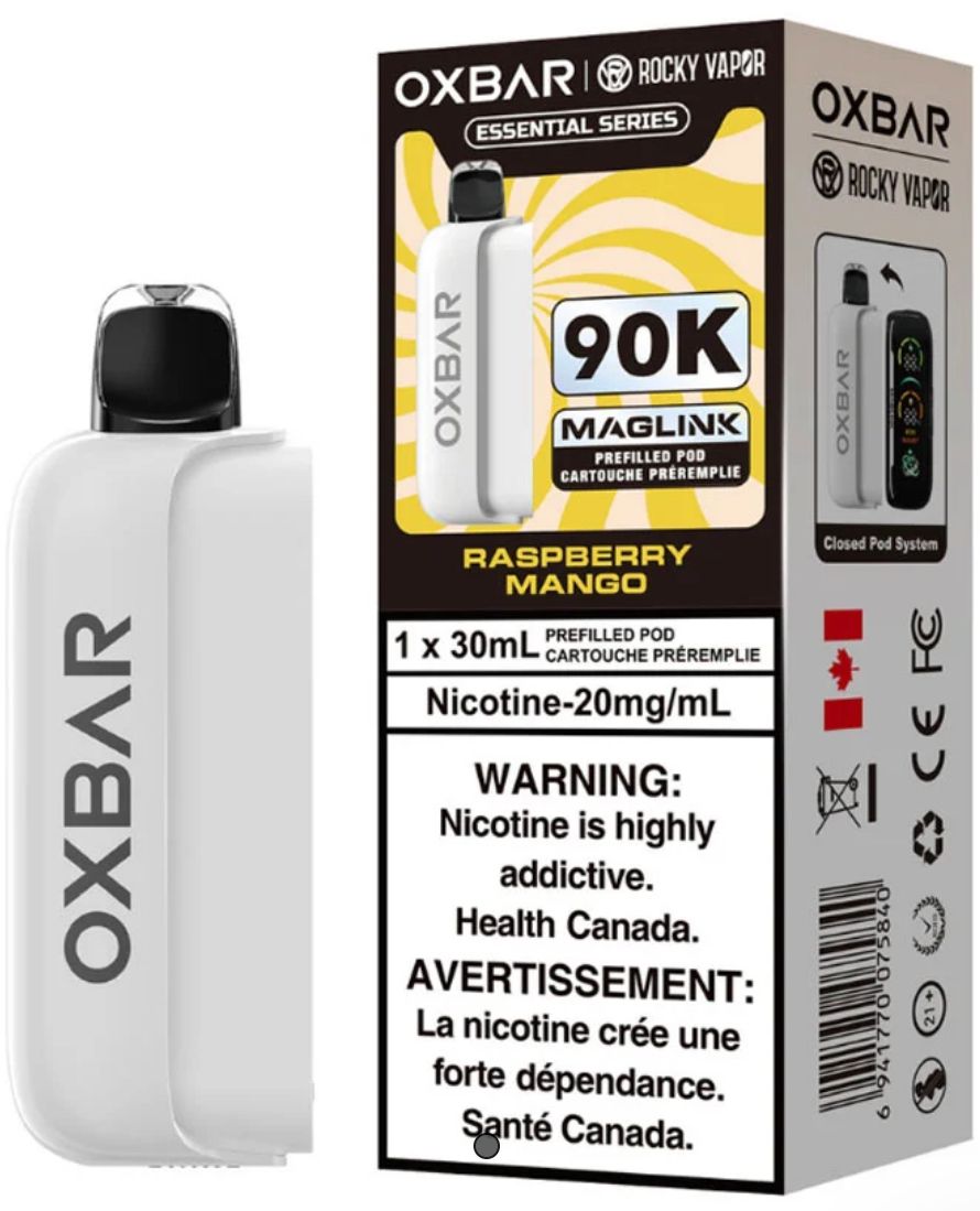 OXBAR x Rocky Vapor Maglink Pod - Essential Series - Raspberry Mango OXBAR x Rocky Vapor Maglink Pod - Essential Series - Raspberry Mango