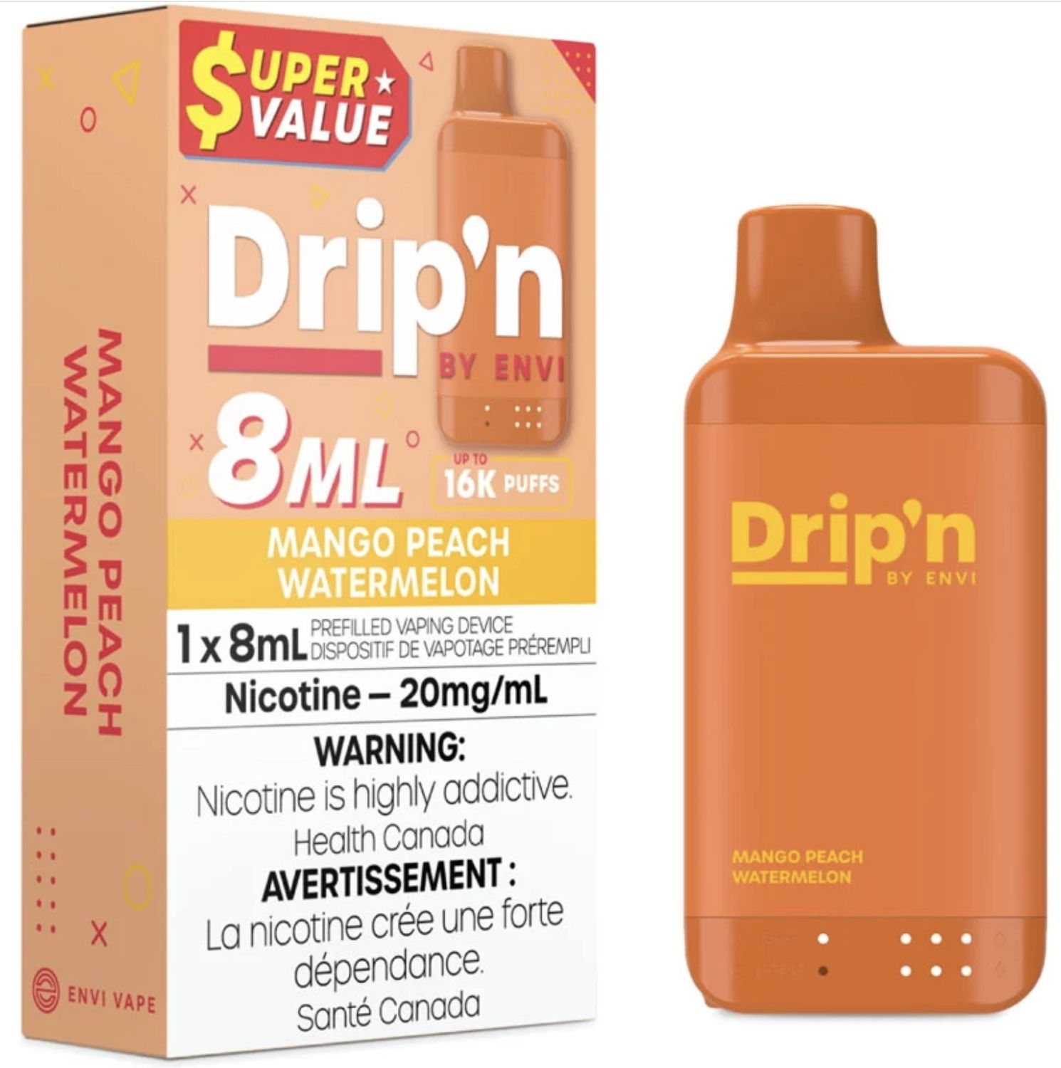 DRIP’N 8ml Disposable - Mango Peach Watermelon