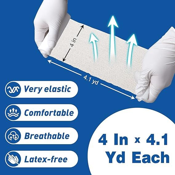 Azen Gauze Rolls Bandages, Rolls 4 in x 4.1 Yards