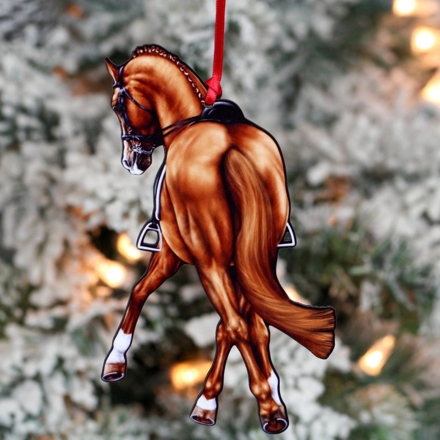 Chestnut Half Pass Dressage Horse Ornament