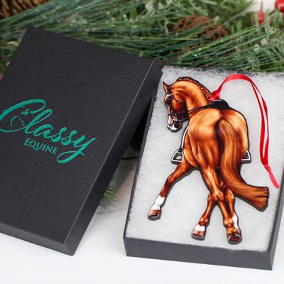 Chestnut Half Pass Dressage Horse Ornament