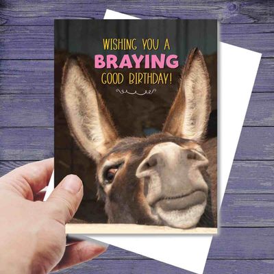 Donkey Birthday Card: Braying Good Birthday