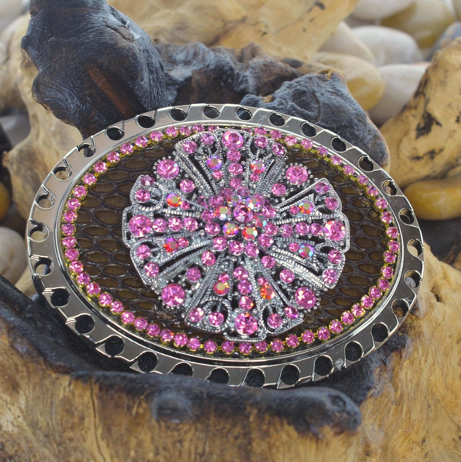 Pink Crystal Belt Buckle
