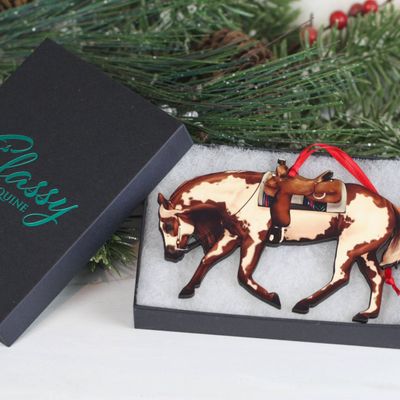 Chestnut Overo Western Riding Ranch Horse Christmas Ornament