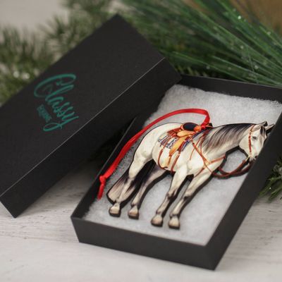 Gray Western Ranch Horse Ornament - Quarter Horse