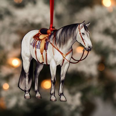 Gray Western Ranch Horse Ornament - Quarter Horse