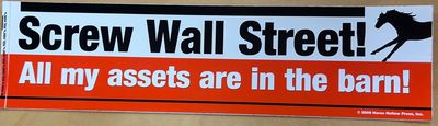 Bumper Sticker: Screw Wall Street! All my...