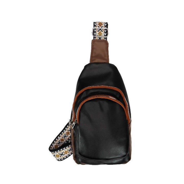 Buttery Vegan Leather Sling Bag w/ Tribal Strap