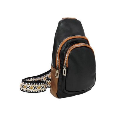 Buttery Vegan Leather Sling Bag w/ Tribal Strap