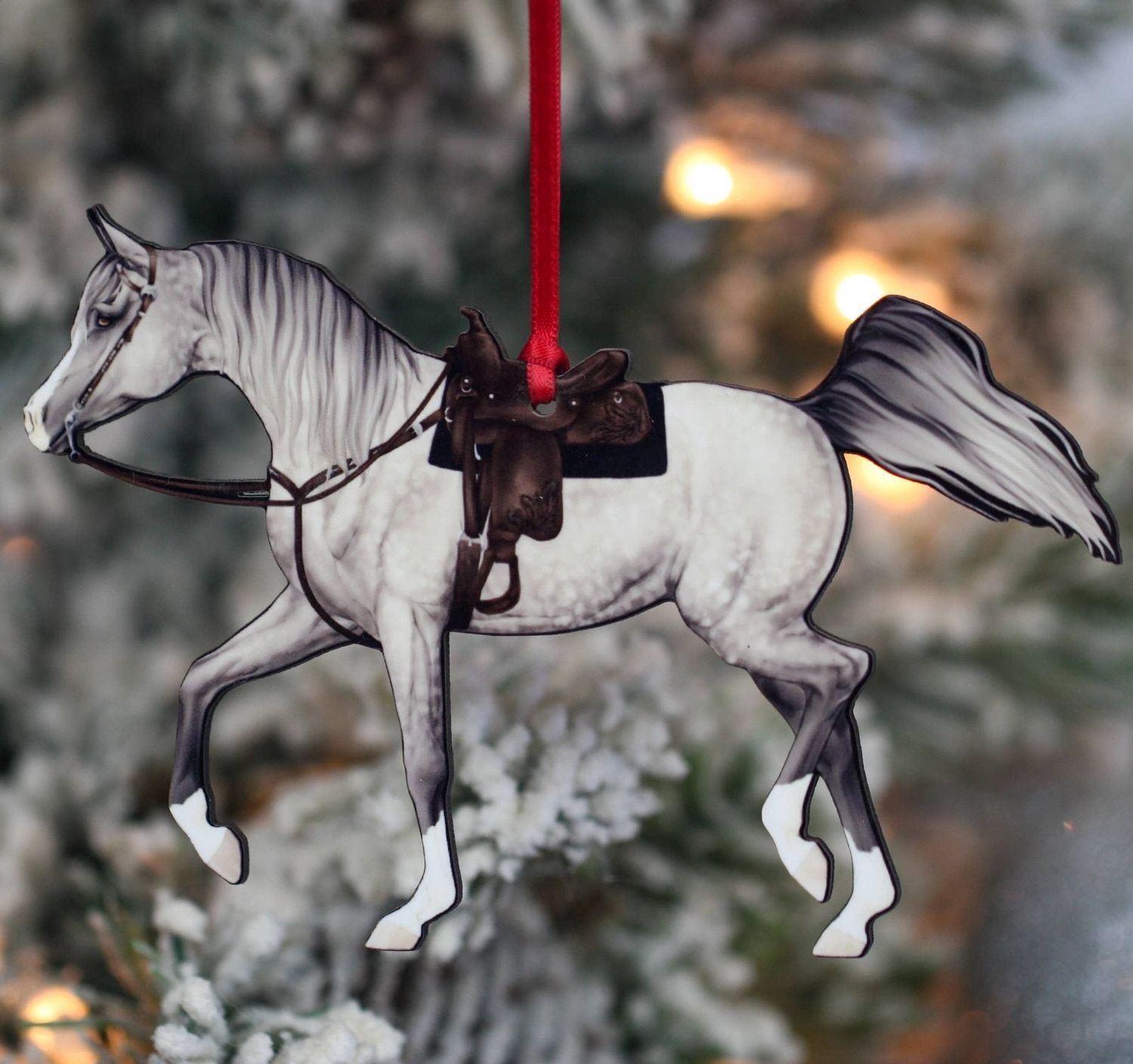 Dapple Gray Arabian Show Horse Ornament