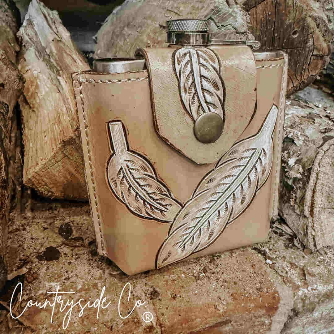 Desperado Tooled Leather Flask