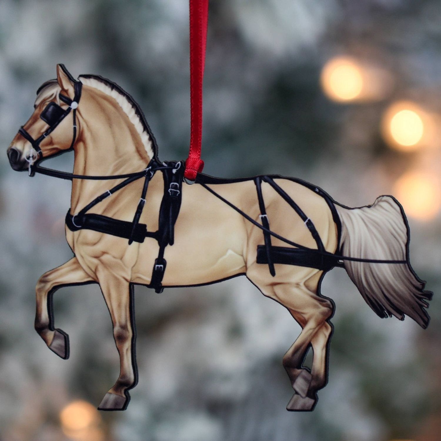 Fjord Horse Ornament - Red Dun Driving Horse