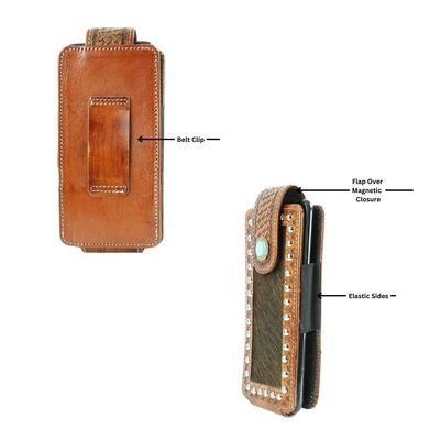 Hair on Hide Belt Phone Case w/ Turquoise