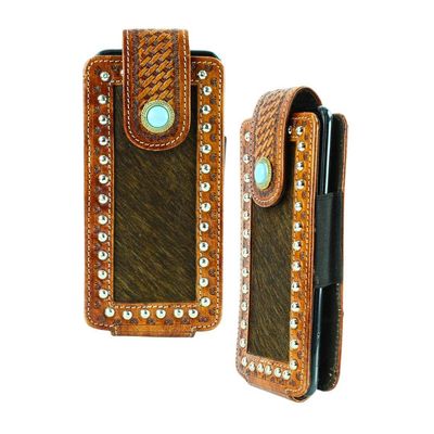 Hair on Hide Belt Phone Case w/ Turquoise