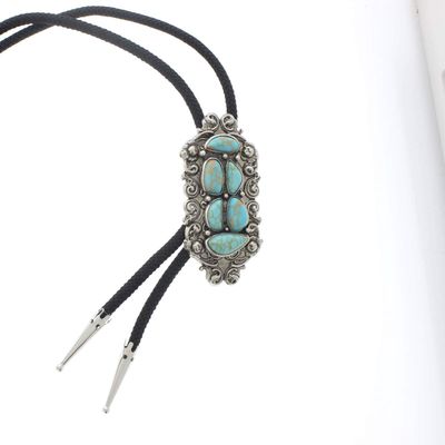 HHH Designs - Turquoise and Silver Bolo Tie
