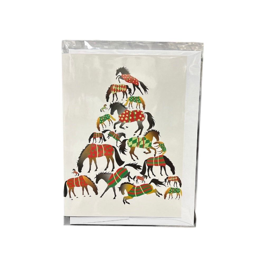 Christmas Card Blanketed Horses