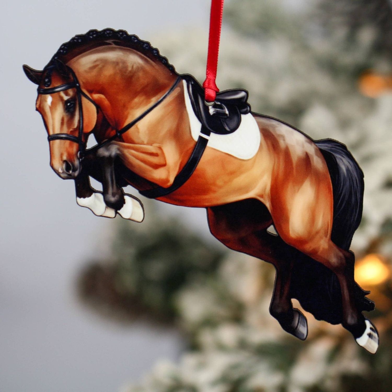 Jumping Horse Ornament - Bay Hunter