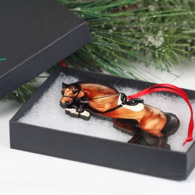 Jumping Horse Ornament - Bay Hunter