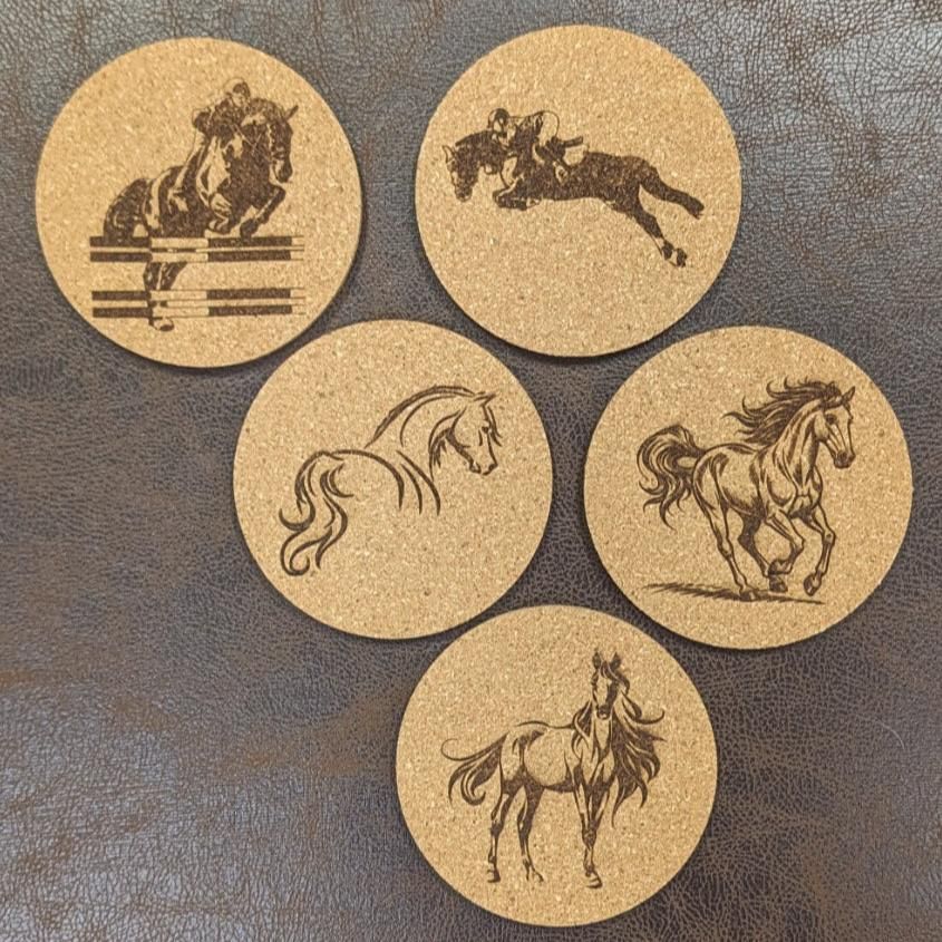 Back Forty Designs Equestrian Theme Cork Coasters