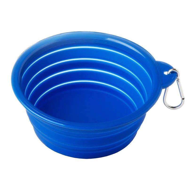Collapsable Pet Bowl - 7" Blue Silicone