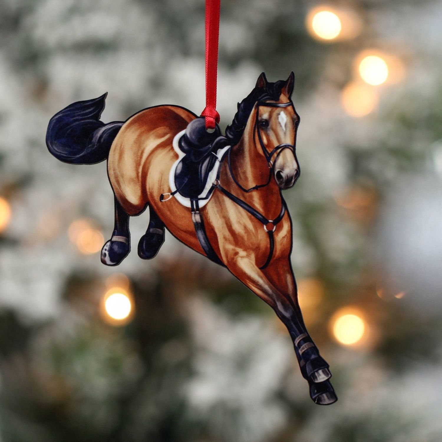 Jumping Horse Ornament - Bay Hunter Jumper