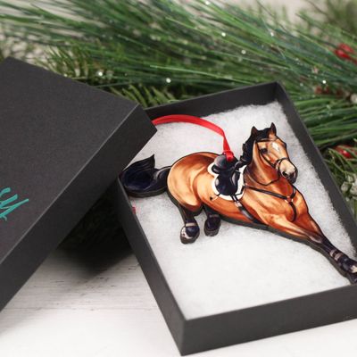 Jumping Horse Ornament - Bay Hunter Jumper