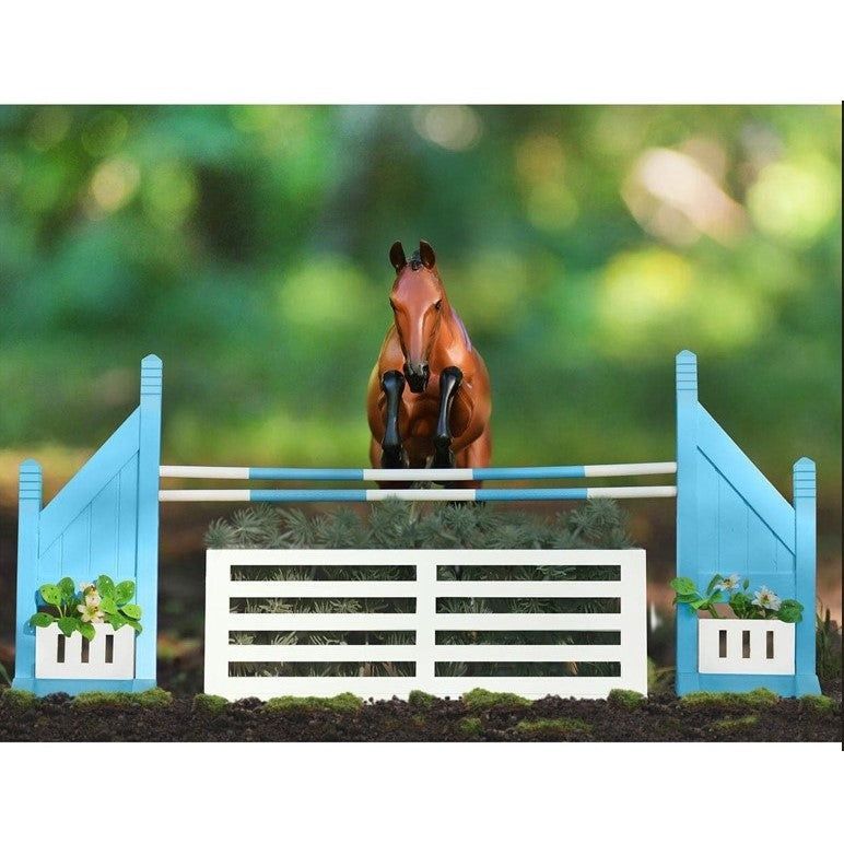 BREYER Turquoise and White Wooden Brush Box Jump