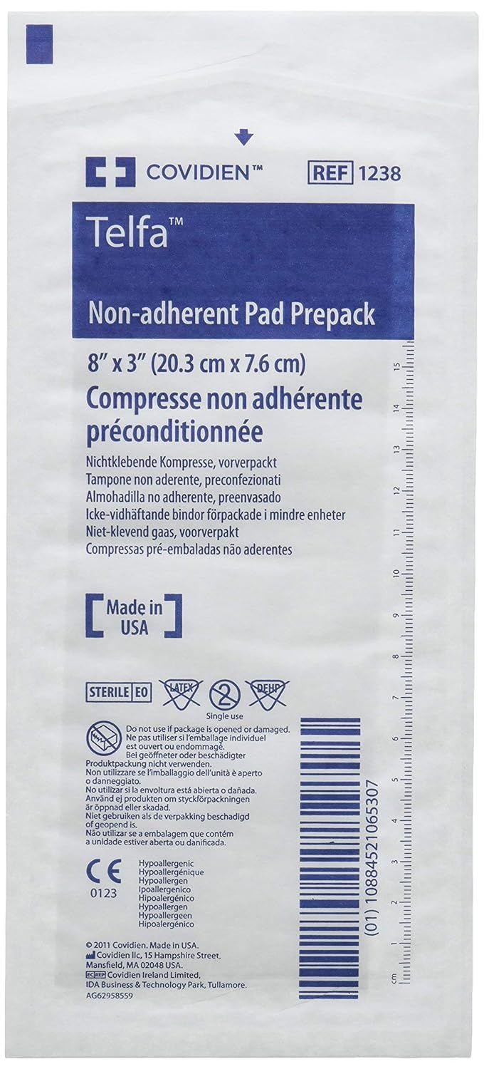 1238 Telfa Non-Adherent Pads Prepack, 8" x 3"