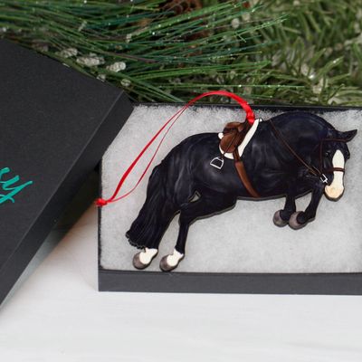 Hunter Jumper Horse Christmas Ornament - Black Sport Horse