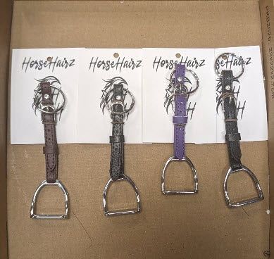 HorseHairz Eq Keychain w/ Stirrup Leather