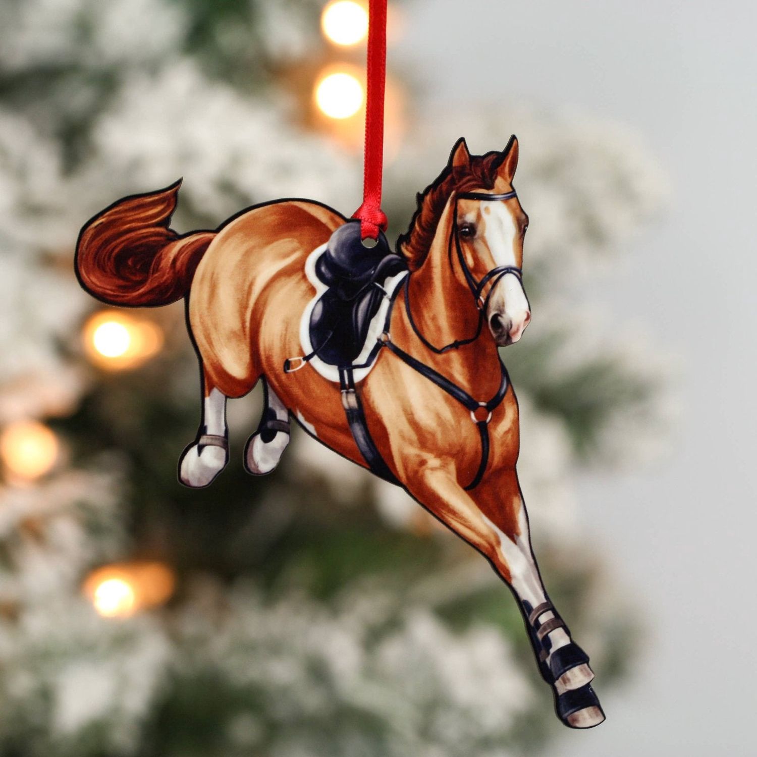 Jumping Horse Ornament - Chestnut Hunter Jumper