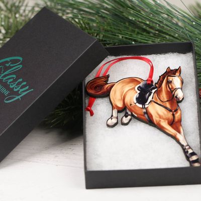 Jumping Horse Ornament - Chestnut Hunter Jumper