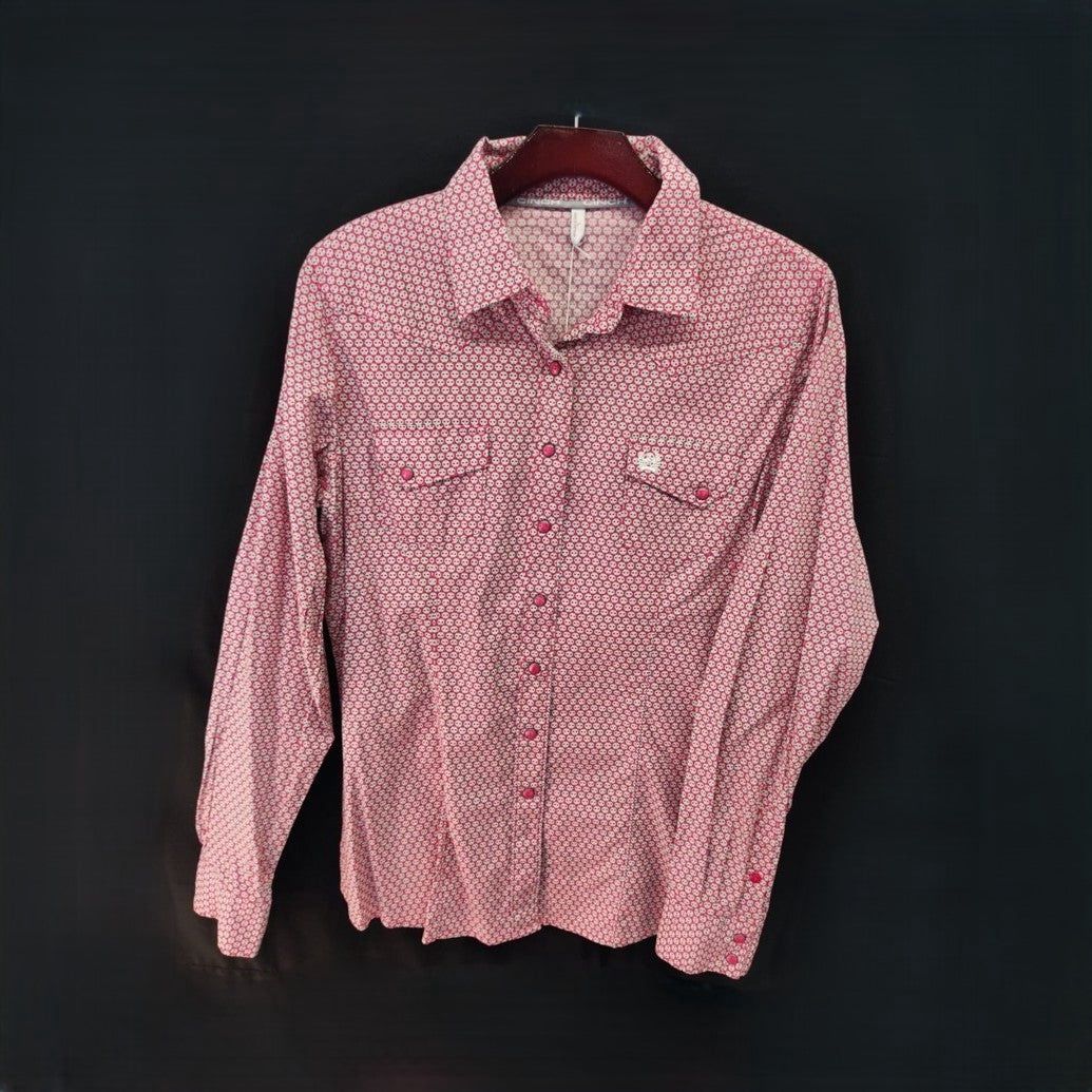 KHS-E Cinch Button Up Pink Show Shirt (L)