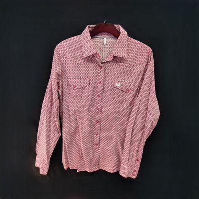 KHS-E Cinch Button Up Pink Show Shirt (L)