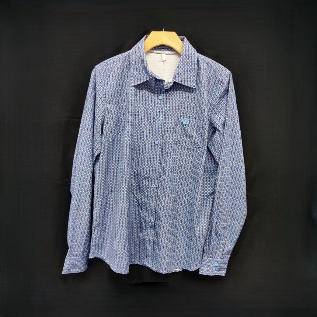 KHS-E Cinch Button Up Blue Show Shirt (M)