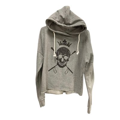 KHS-E Large Equestrianista Women's Skull and Crops Grey Fleece Hoodie