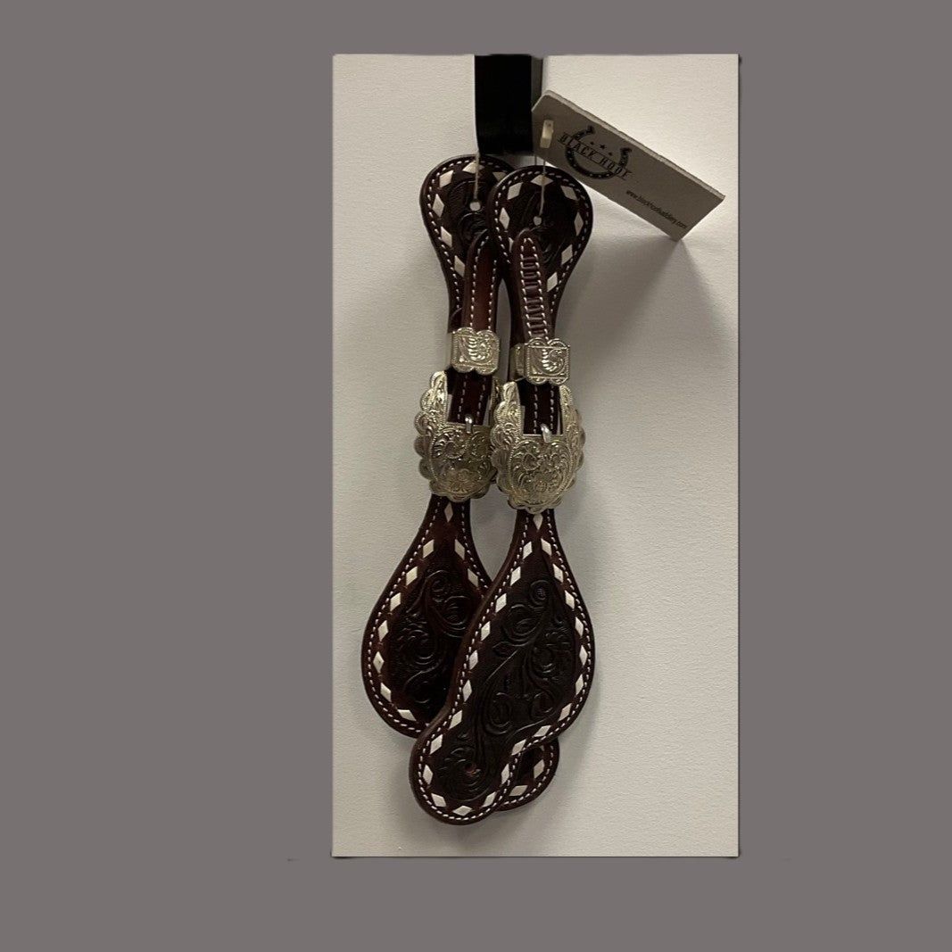 KHS-E Floral Tooled Spur Straps