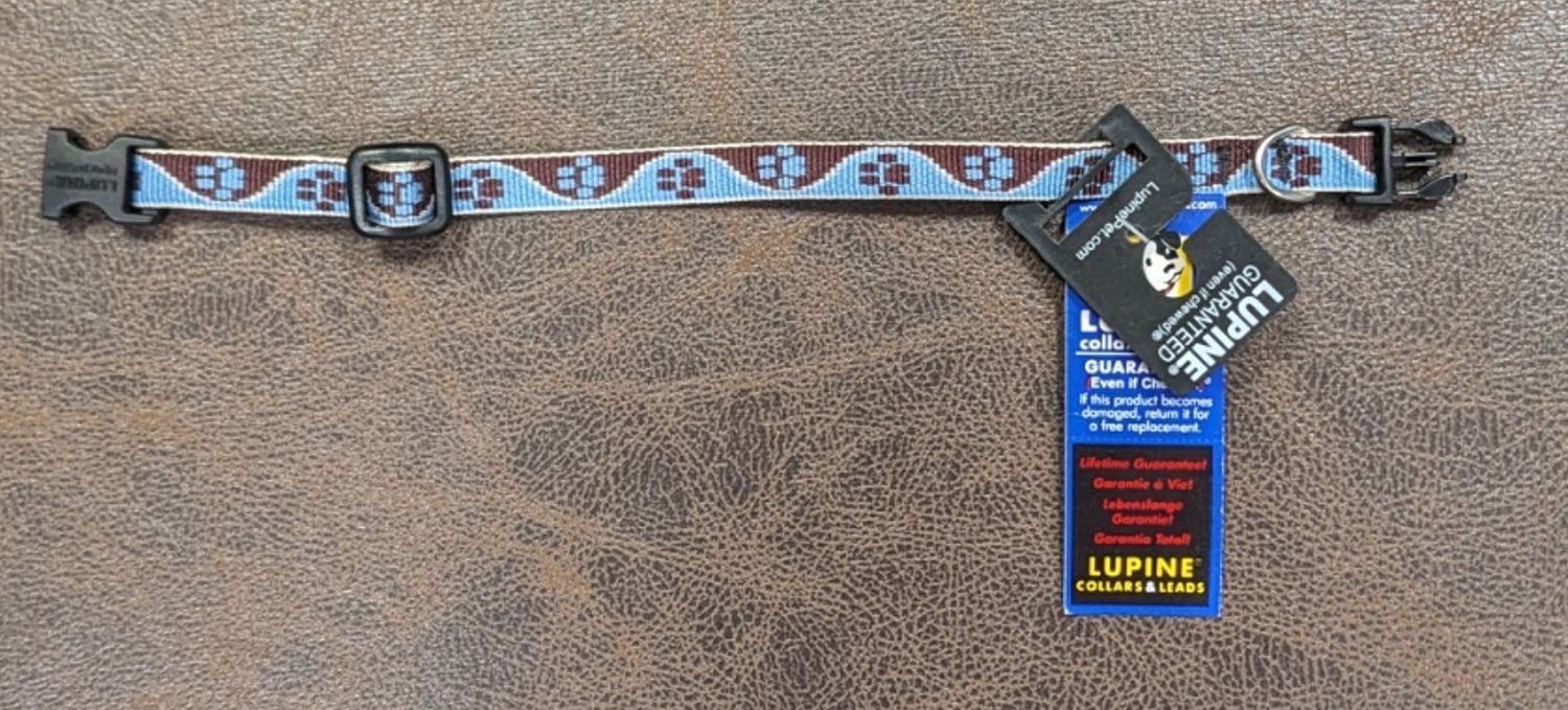 Lupine Dog Collar 1/2" Wide, Adjustable Length