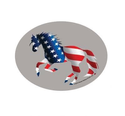 Oval Equestrian Sticker: Patriotic American