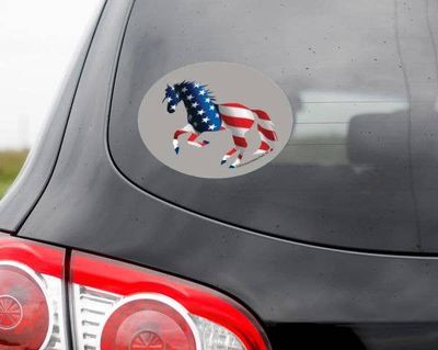 Oval Equestrian Sticker: Patriotic American