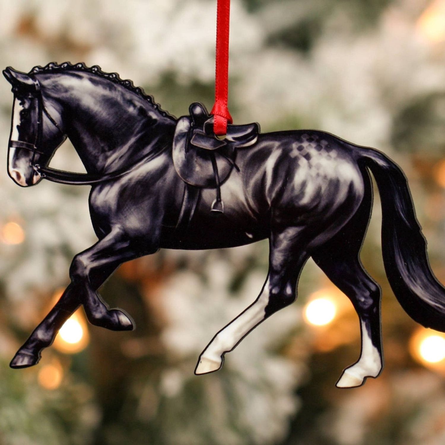Side Saddle Horse Ornament- Black Horse