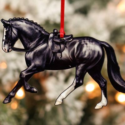 Side Saddle Horse Ornament- Black Horse