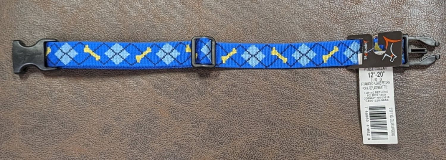 Lupine Dog Collar 1" Wide, Adjustable Length