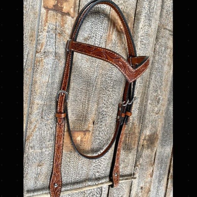 Rodeo Drive - Floral V Browband Medium Oil Headstall / Bridle