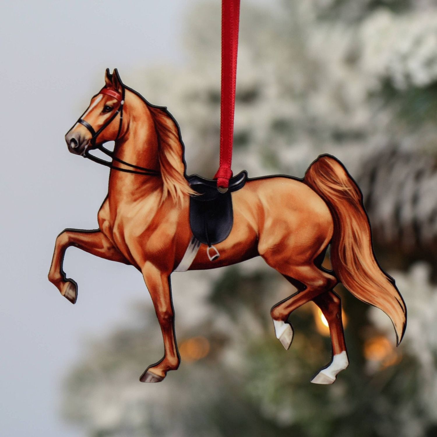 Saddlebred Horse Ornament - Chestnut Saddle Seat Horse