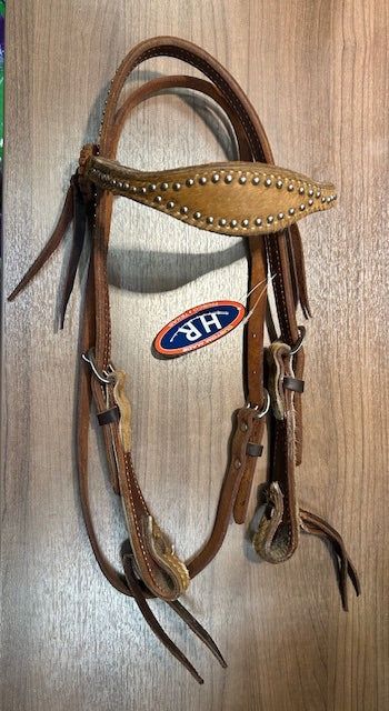 SIT Scalloped Cowboy Headstall w/Cowhide Accents